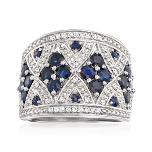 Ross-Simons sapphire and . diamond wide ring in sterling silver