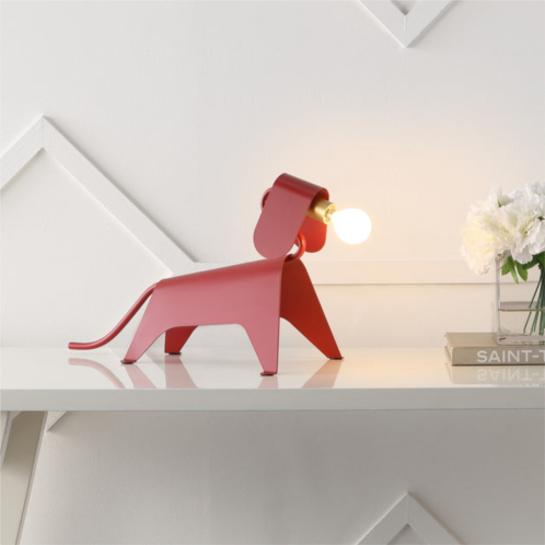 JONATHAN Y rover 10 modern industrial iron canine led kids lamp, red