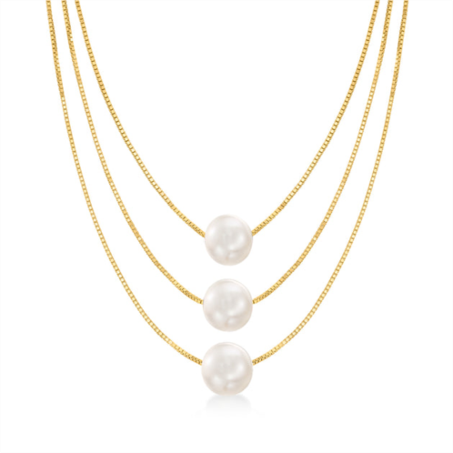 Ross-Simons 9-9.5mm cultured pearl 3-strand layered necklace in 18kt gold over sterling