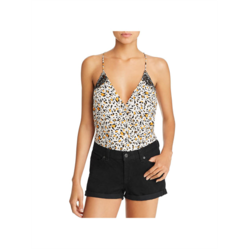 WAYF noel womens animal print lace trim bodysuit