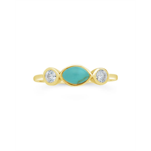 Sterling Forever sterling silver turquoise marquise band ring