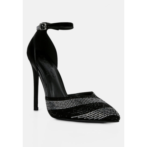 Rag & Co nobles black rhinestone patterned stiletto sandals