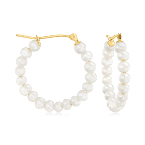 Canaria Fine Jewelry canaria 3-3.5mm cultured pearl hoop earrings in 10kt yellow gold