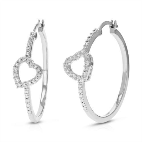 Vir Jewels 1/10 cttw 12 stones round lab grown diamond hoop earrings .925 sterling silver prong set 1 inch
