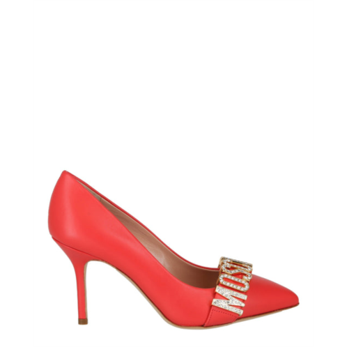 Moschino crystal logo leather pumps