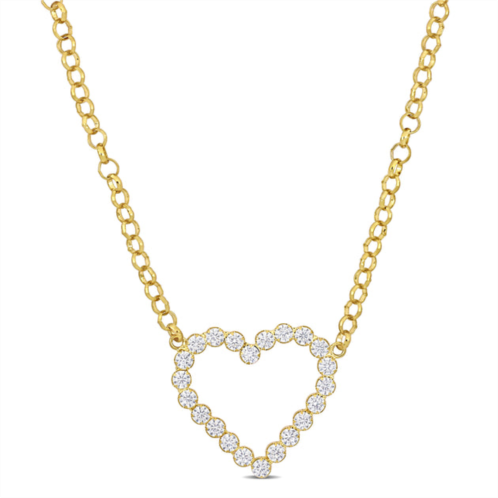Mimi & Max 7 1/2 ct tgw cubic zirconia open heart necklace in yellow silver - 18 in