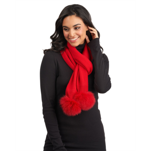 Gorski knit cashmere scarf with fox pompom