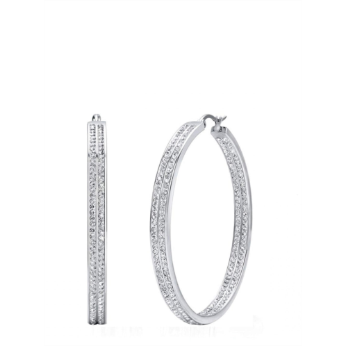 Liv Oliver silver crystal inside out hoop earrings