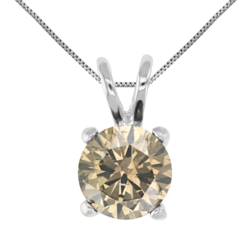 Vir Jewels 1/3 cttw champagne diamond solitaire pendant 14k white gold round with chain