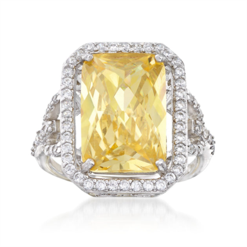 Ross-Simons canary yellow cz and white cz ring in sterling silver