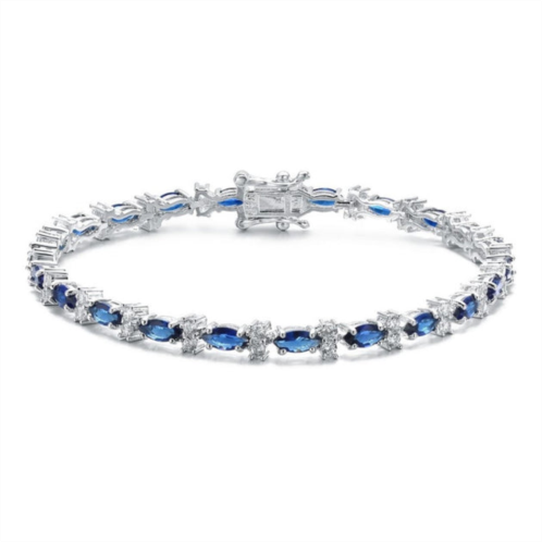 Genevive sterling silver white gold plating with colored cubic zirconia tennis bracelet