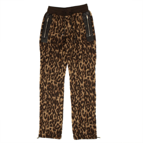 Amiri brown leopard print fleece sherpa pants