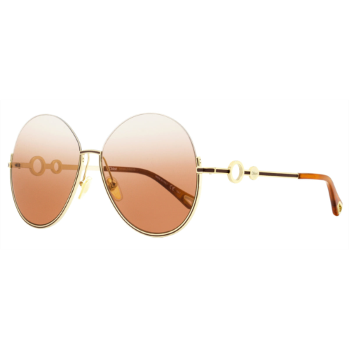 Chloe womens round sunglasses ch0067s 002 gold/havana 61mm