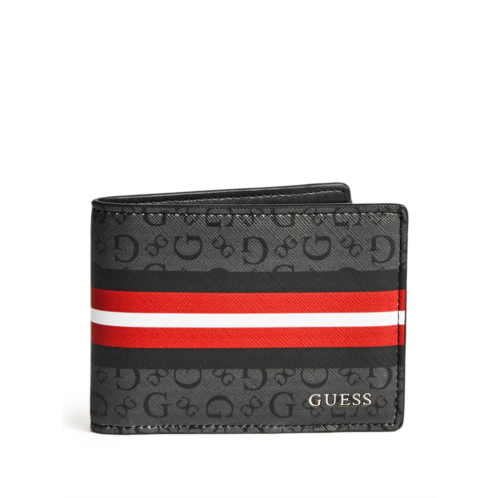Guess Factory slim logo striped bifold wallet