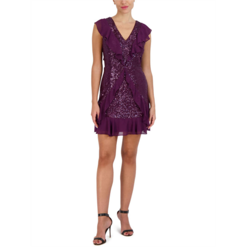 BCBGMAXAZRIA womens sequined short cocktail and party dress
