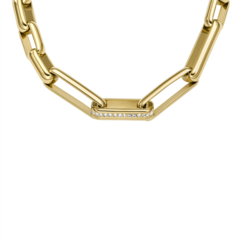 Fossil womens archival glitz gold-tone brass chain necklace