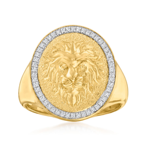 Ross-Simons diamond lion head signet ring in 18kt gold over sterling