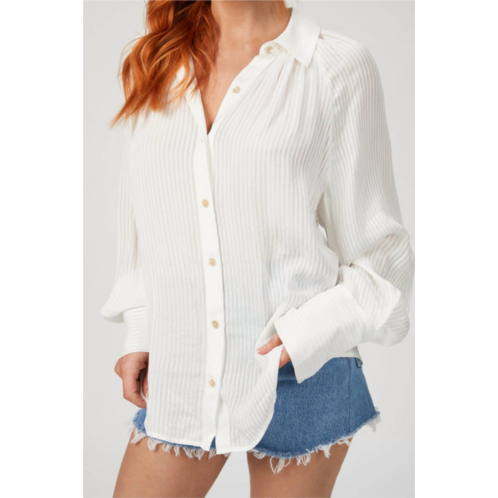 Rebecca Taylor long sleeve shadow stripe blouse in snow