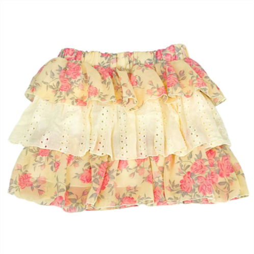 Flowers by zoe girls rose chiffon skirt in yellow