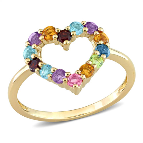Mimi & Max 3/4 ct tgw multi-color gemstones open heart ring in 10k yellow gold