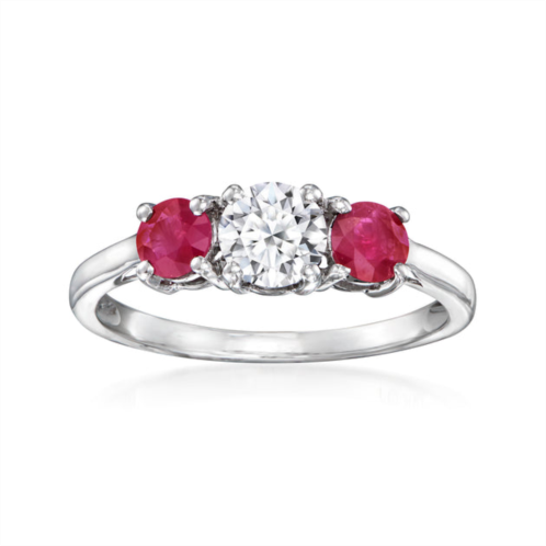 Ross-Simons lab-grown diamond ring with . rubies in 14kt white gold