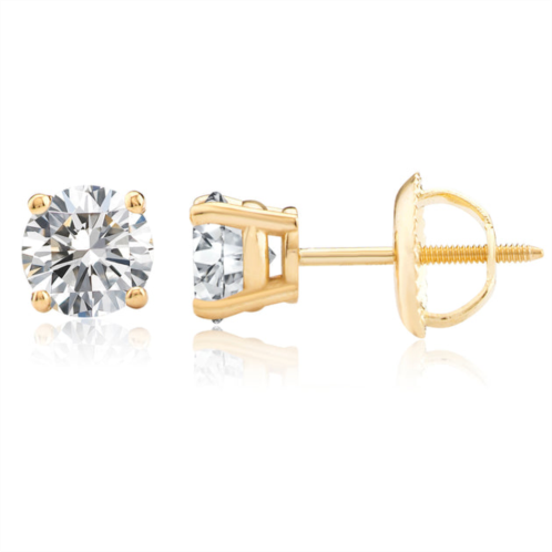 MAX + STONE certified 14k yellow gold lab grown diamond solitaire stud earrings (1.0 ct.tw)