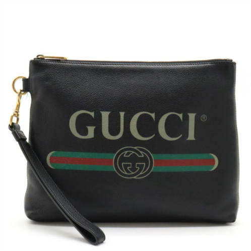 Gucci logo leather clutch bag (pre-owned)