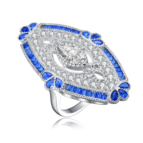 Genevive sterling silver sapphire cubic zirconia coctail ring