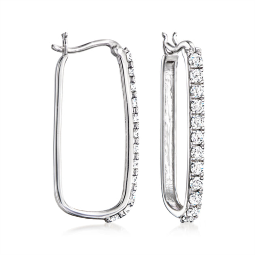 Ross-Simons diamond paper clip link hoop earrings in sterling silver