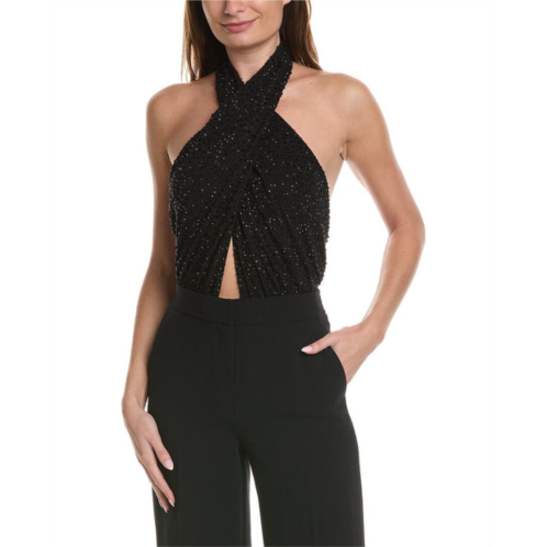 Michael Kors Collection crystal hand embroidered halter bodysuit
