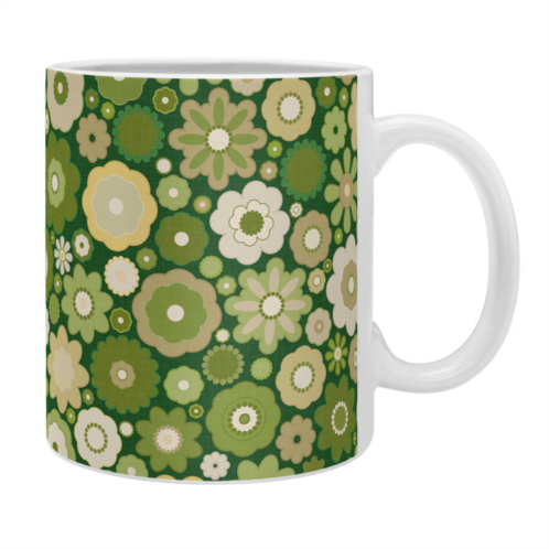 Deny Designs evamatise flowers in the 60s vintage green coffee mug