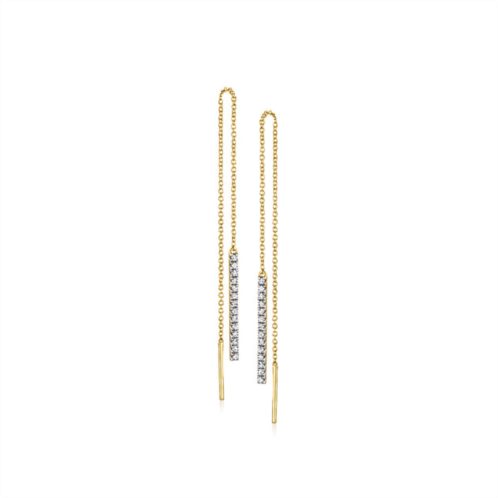 RS Pure by ross-simons diamond bar threader earrings in 14kt yellow gold