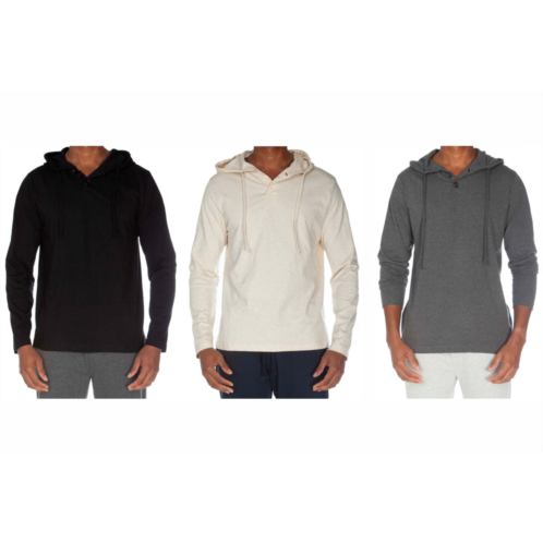 Unsimply Stitched hooded henley non ribbed with buttons value pack