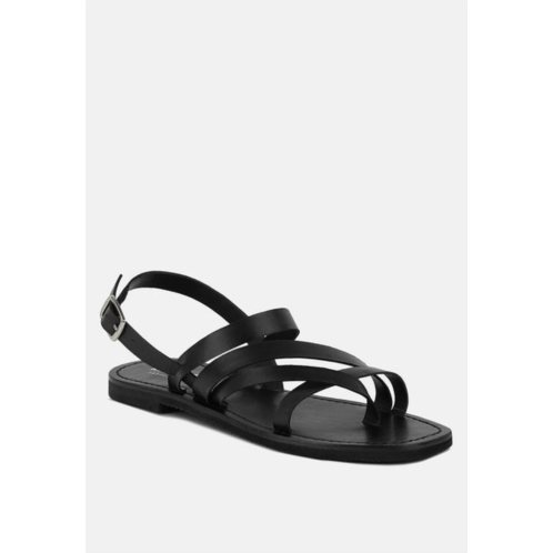 Rag & Co sloana black strappy flat sandals