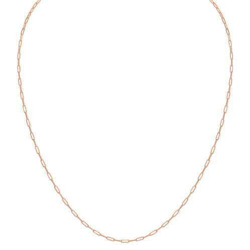 Monary 14k pink gold 1.5mm dainty paperclip necklace with lobster clasp - 16 inch