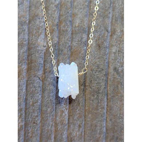 A Blonde and Her Bag white stalactite druzy necklace in gold
