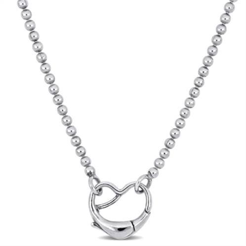 Mimi & Max heart clasp charm ball chain necklace in sterling silver - 20 in.