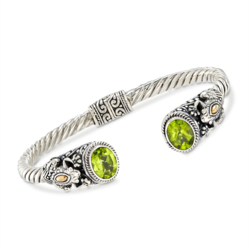 Ross-Simons peridot frog cuff bracelet in 2-tone sterling silver