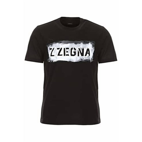 Z Zegna men graffiti logo regular fit short sleeve crew neck t-shirt in black
