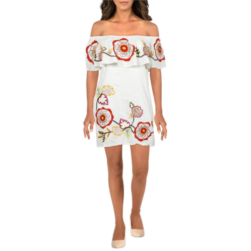 Red Carter adelaide womens floral embroidered mini sundress