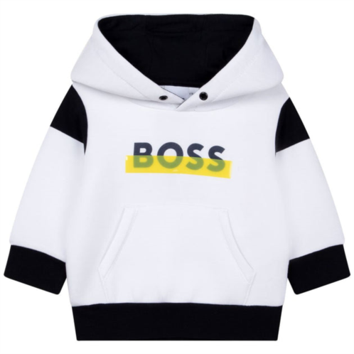BOSS white colorblock logo hoodie