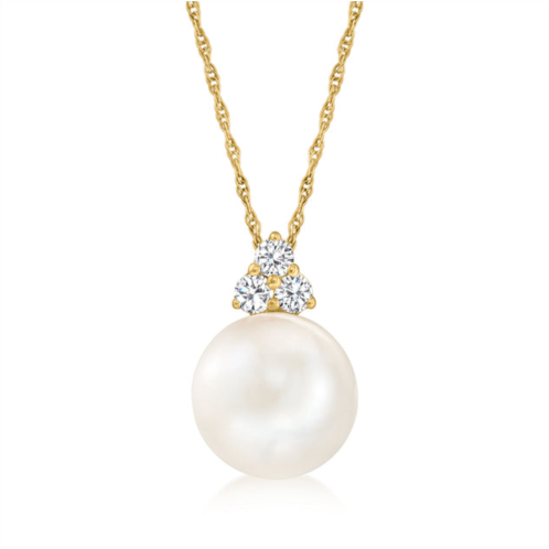 Ross-Simons 10mm cultured pearl and . diamond pendant necklace in 14kt yellow gold