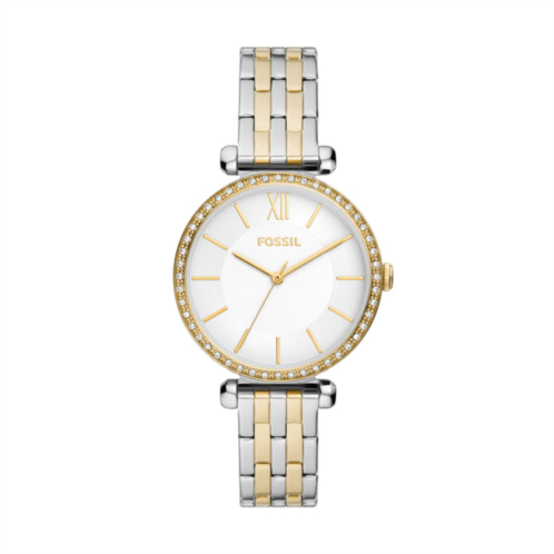 Fossil womens tillie three-hand, gold-tone stainless steel watch