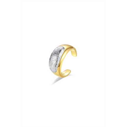 Classicharms frosted and matted texture two tone ring