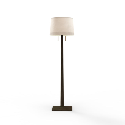 Nova of California taper floor lamp - dark walnut wood finish, weathered brass, white linen shade, dimmer