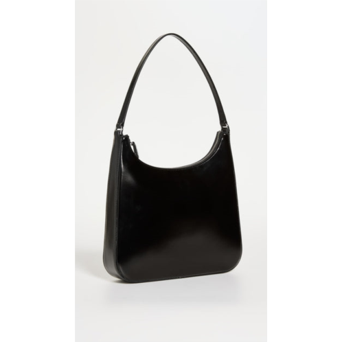 Staud women alec embossed logo shoulder leather bag black os