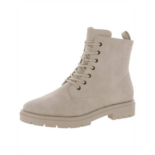 Toms alaya womens faux leather round toe combat & lace-up boots