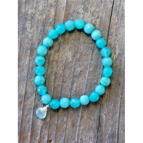 A Blonde and Her Bag amazonite bracelet with chalcedony hand-wrapped in silver