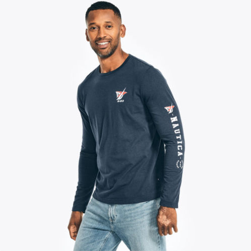 Nautica mens sustainably crafted long-sleeve graphic t-shirt