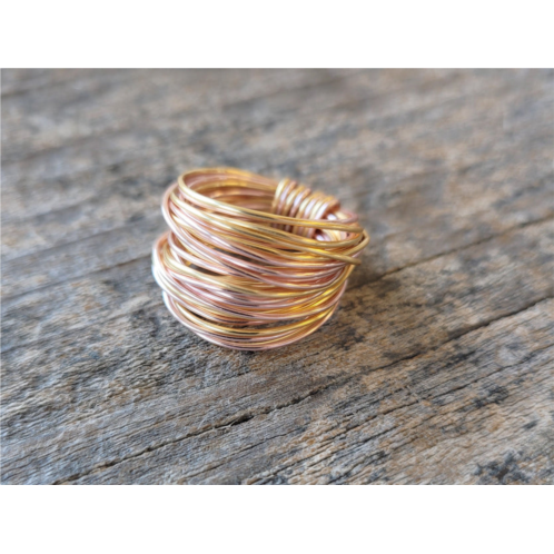 A Blonde and Her Bag marcia wire wrap ring in rose gold with gold